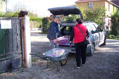Beim Auslad packen alle mit an...